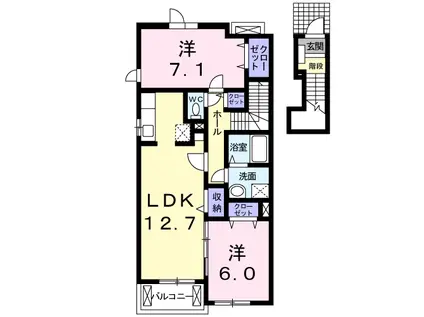 ときわの杜Ⅱ(2LDK/2階)の間取り写真