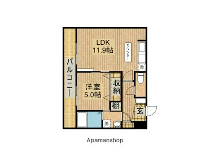 パブリックガーデンⅡ(1LDK/1階)の間取り写真
