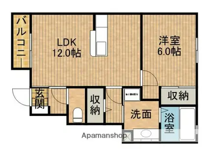 ミーティア(1LDK/1階)の間取り写真