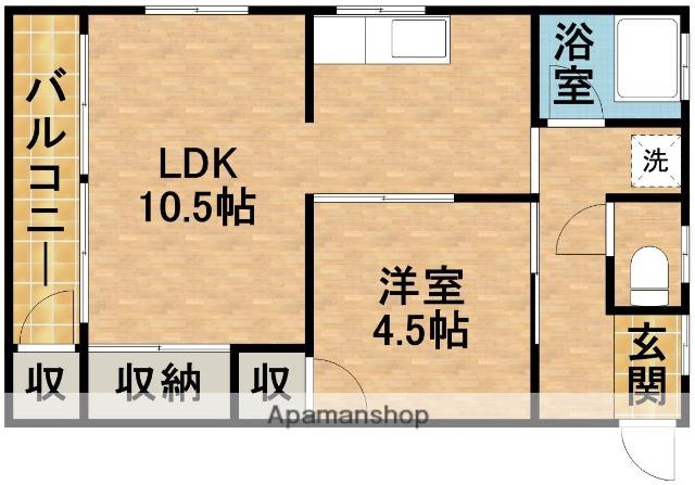 富士マンションS棟(1LDK/2階)の間取り写真