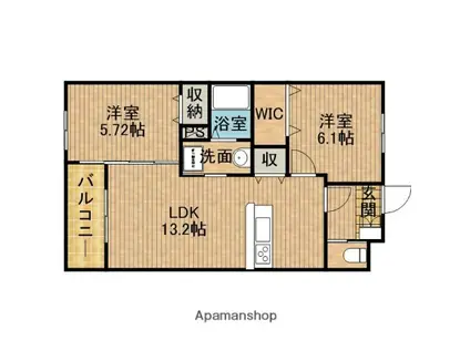 PRECIOUSⅡ(2LDK/2階)の間取り写真