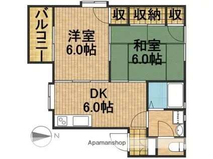 プリメーラさとう(2DK/1階)の間取り写真