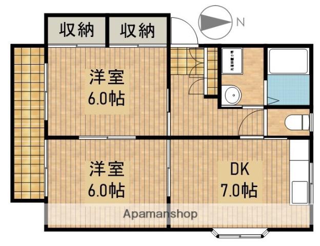 ボヌール(2DK/2階)の間取り写真
