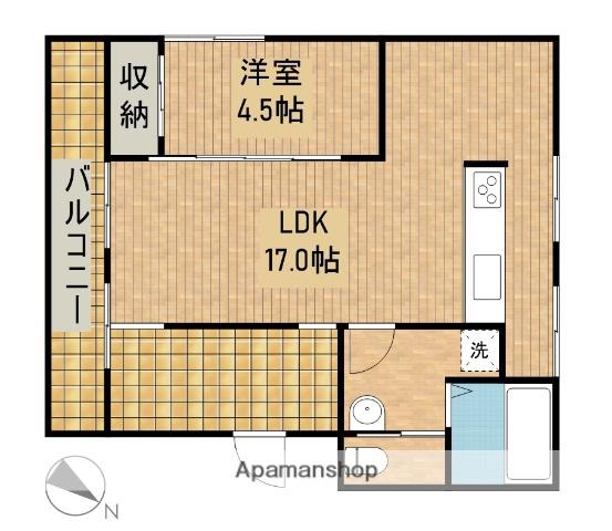 サントピア佐鳴台B(1LDK/1階)の間取り写真
