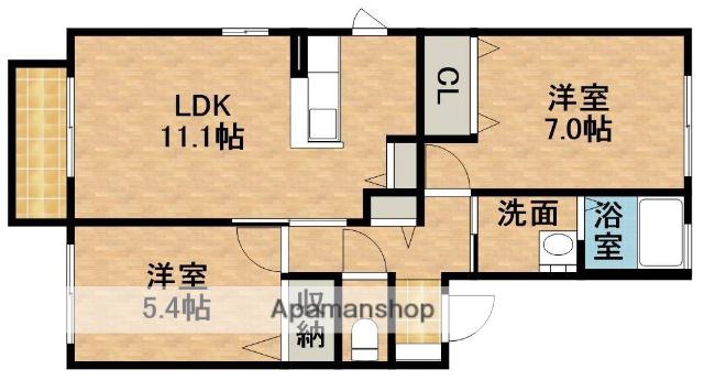 DEAR COURTⅠ(2LDK/2階)の間取り写真