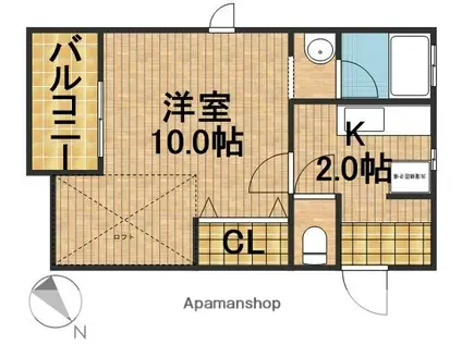 ヤングプラザMB(1K/2階)の間取り写真