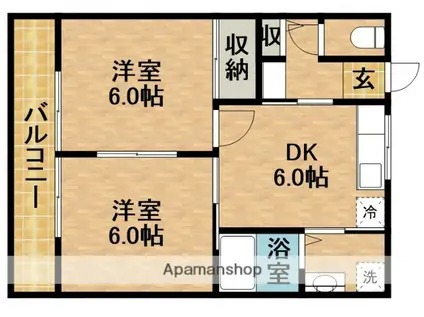 セントラル・ビラA(2DK/2階)の間取り写真