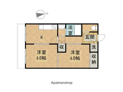 ユーロハイツ浜岡(2K/1階)の間取り写真