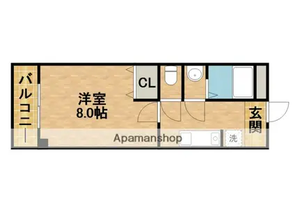 クレセント(1K/3階)の間取り写真