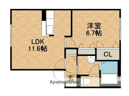 カトレアSⅢ(1LDK/1階)の間取り写真