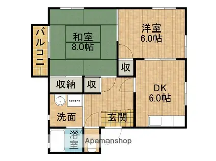 ハイツ葵(2DK/1階)の間取り写真