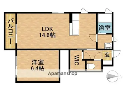 エルノルテ B(1LDK/1階)の間取り写真