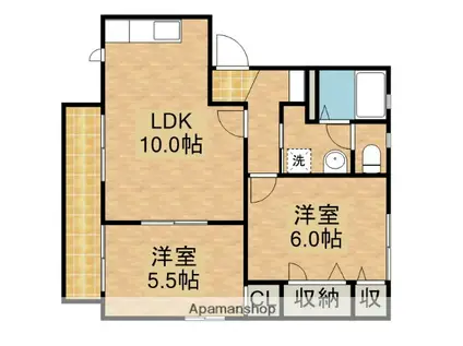 シーワン(2LDK/1階)の間取り写真