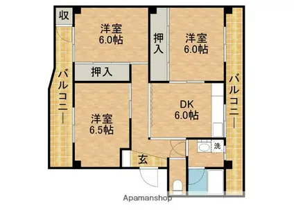 田内マンション(3DK/4階)の間取り写真