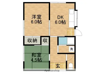 東海道本線 浜松駅 バス乗車時間:19分 上島西バス停で下車 徒歩2分 1階建 築49年(2DK)の間取り写真