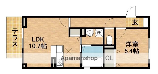 シャンブル(1LDK/2階)の間取り写真