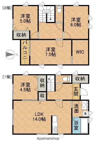 東海道本線 浜松駅 バス乗車時間:25分 城山バス停で下車 徒歩6分 2階建 築4年(4LDK)の間取り写真