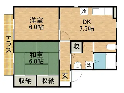 フォレスト・ヴィラA(2DK/1階)の間取り写真