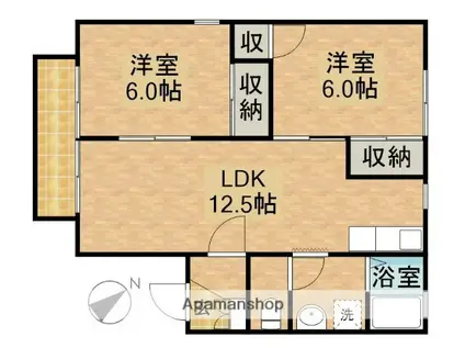 ソ・レーユB(2LDK/2階)の間取り写真