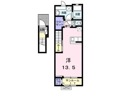 ドゥーベル(ワンルーム/2階)の間取り写真