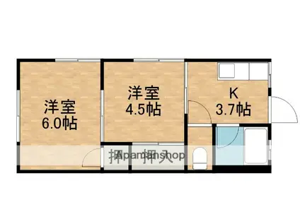 紅葉荘 東棟北(2K/2階)の間取り写真
