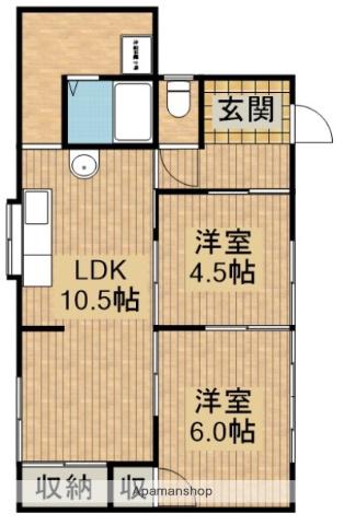 東海道本線 浜松駅 バス乗車時間:10分 武道館バス停で下車 徒歩6分 1階建 築53年(2LDK)の間取り写真