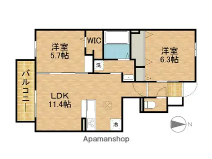 コーポ ヴェルデ(2LDK/1階)の間取り写真