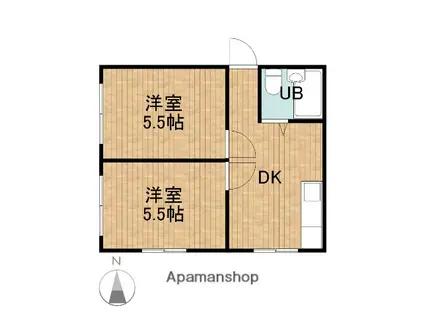 東海道本線 磐田駅 バス乗車時間:5分 岡田郵便局バス停で下車 徒歩13分 2階建 築20年(2DK/2階)の間取り写真