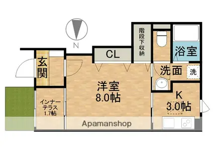 ひまわり(1K/1階)の間取り写真