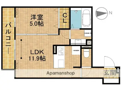 AMABILE(1LDK/2階)の間取り写真