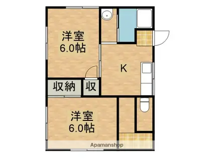 東海道本線 浜松駅 バス乗車時間:30分 初生町西バス停で下車 徒歩9分 1階建 築54年(2K)の間取り写真