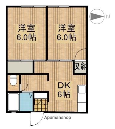 ハウスアイ(2DK/2階)の間取り写真