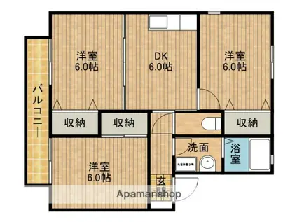 LE-COUPLE B(3DK/1階)の間取り写真