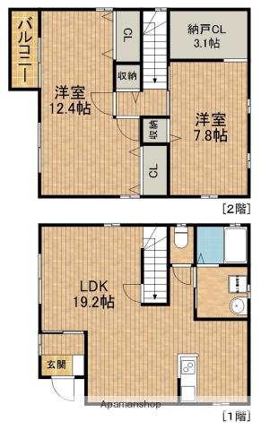東海道本線 浜松駅 バス乗車時間:19分 広沢小学校バス停で下車 徒歩9分 2階建 築20年(2LDK)の間取り写真