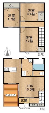 東海道本線 浜松駅 バス乗車時間:25分 早出上公園バス停で下車 徒歩10分 2階建 築4年(3LDK)の間取り写真