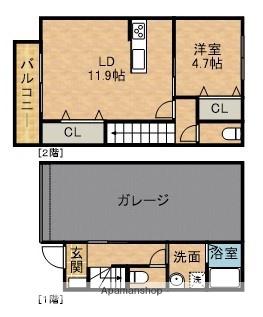 LA VIE GAREGE舞阪(1LDK/1階)の間取り写真