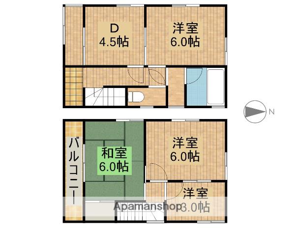 東海道本線 磐田駅 徒歩7分 2階建 築43年(4K)の間取り写真