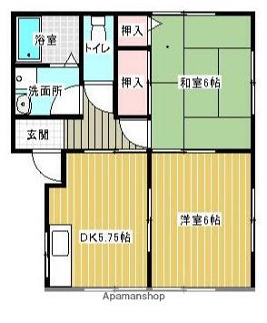 東海道本線 浜松駅 バス乗車時間:20分 上島四丁目バス停で下車 徒歩6分 1階建 築24年(2K)の間取り写真