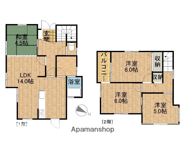 東海道本線 菊川駅(静岡) 徒歩126分 2階建 築27年(4LDK)の間取り写真