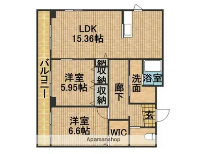 レガーロ掛川(2LDK/7階)の間取り写真