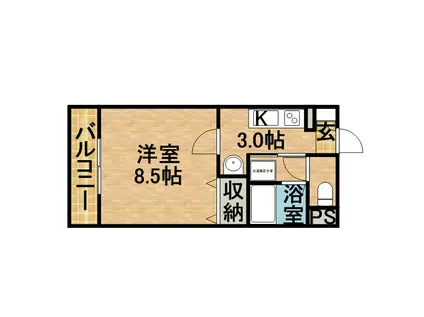 ベルソーナ(1K/2階)の間取り写真