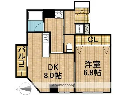 リ・ポーズ21(1DK/4階)の間取り写真