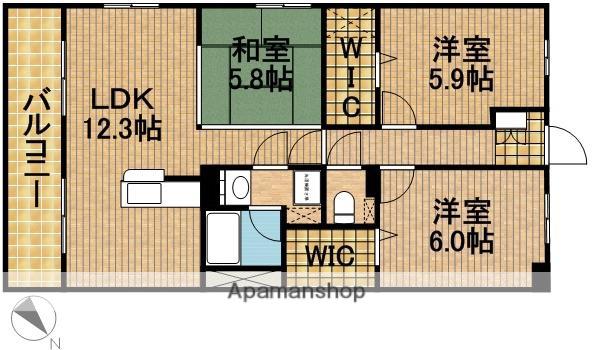 長屋マンション(2LDK/1階)の間取り写真