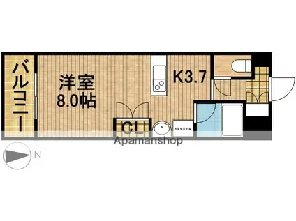 テノン元浜(1DK/2階)の間取り写真