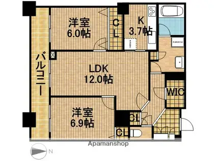 DSタワー(2LDK/18階)の間取り写真