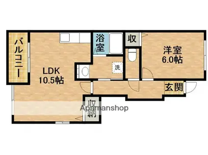 笠麓館北(1LDK/1階)の間取り写真