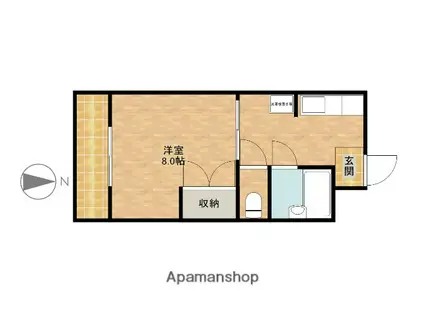 メルベーユⅠ(1DK/1階)の間取り写真