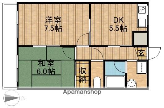 クラフトⅢ(2DK/1階)の間取り写真