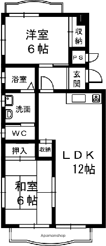 シェケル・シモボリⅡ(2LDK/1階)の間取り写真