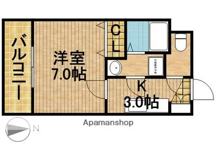 ジュネス半田Ⅰ(1K/1階)の間取り写真